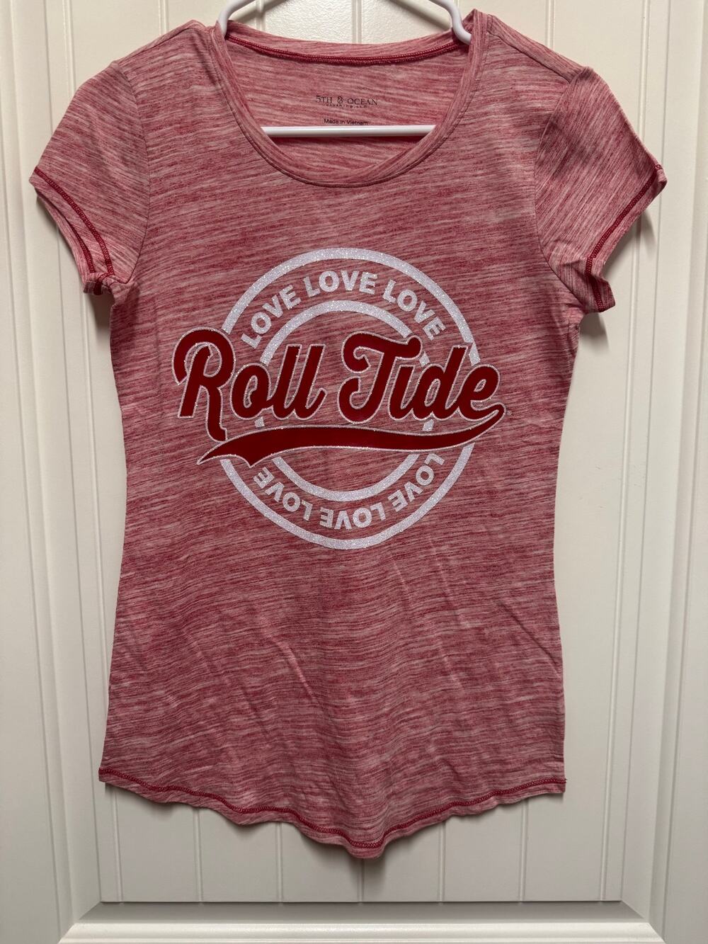 Alabama Crimson Tide Roll Tide Girls shirt w/ Glitter  Size 14